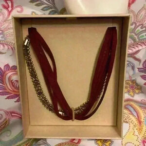 Jen Atkin x Chloe + Isabel Red Faux Suede Choker/Head-wrap/Belt-New in Box